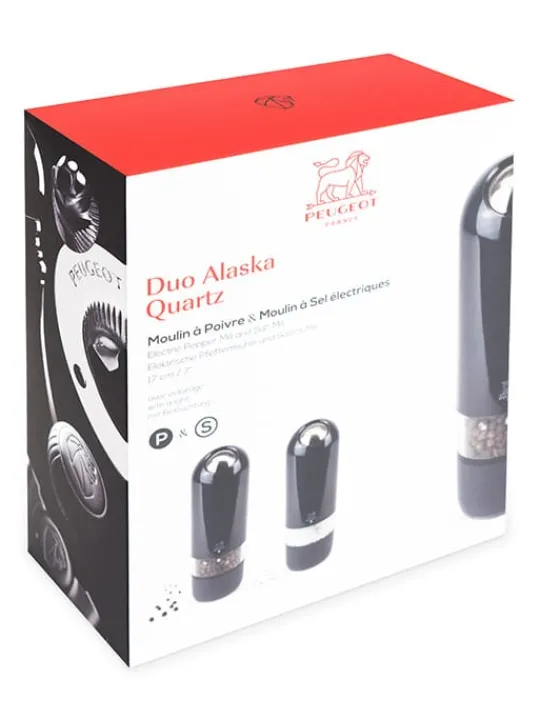Peugeot Saveurs Alaska duo de moulins à poivre et à sel électriques en abs couleur quartz 17 cm -> Duos Et Combi 2 En 1 | Moulins À Sel Et Salières