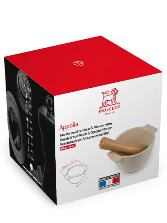 Peugeot Saveurs Appolia Mortier en céramique écru et pilon en hêtre -> Mortier