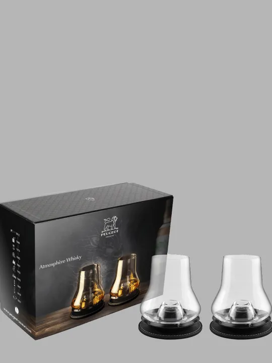 Peugeot Saveurs Atmosphère whisky Coffret cadeau - 2 sets de dégustation whisky avec socles rafraichisseurs noir mat -> Coffrets Cadeaux | Verres De Dégustation