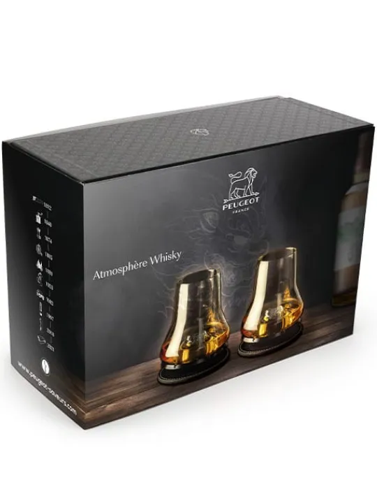 Peugeot Saveurs Atmosphère whisky Coffret cadeau - 2 sets de dégustation whisky avec socles rafraichisseurs noir mat -> Coffrets Cadeaux | Verres De Dégustation