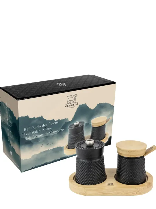 Peugeot Saveurs Bali palais des épices Moulin à poivre bali fonte noir et sa coupelle à sel en coffret cadeau -> Coffrets Cadeaux | Envie De Design