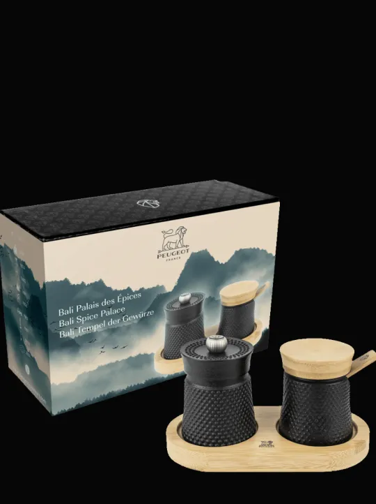 Peugeot Saveurs Bali palais des épices Moulin à poivre bali fonte noir et sa coupelle à sel en coffret cadeau -> Coffrets Cadeaux | Envie De Design
