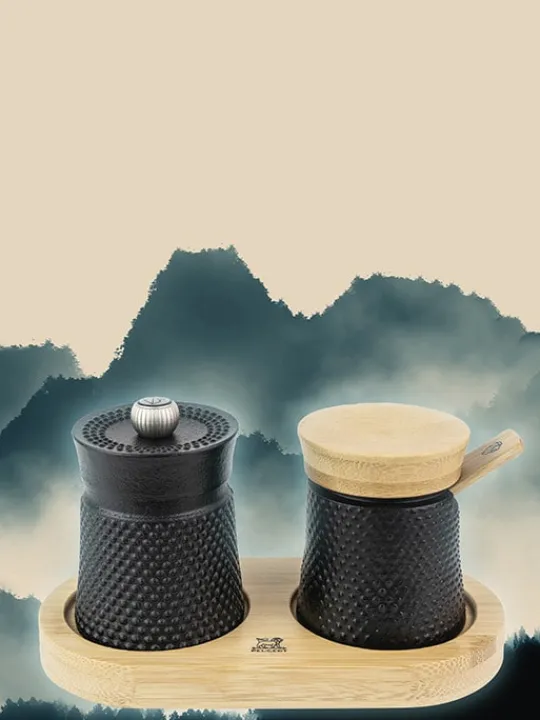 Peugeot Saveurs Bali palais des épices Moulin à poivre bali fonte noir et sa coupelle à sel en coffret cadeau -> Coffrets Cadeaux | Envie De Design