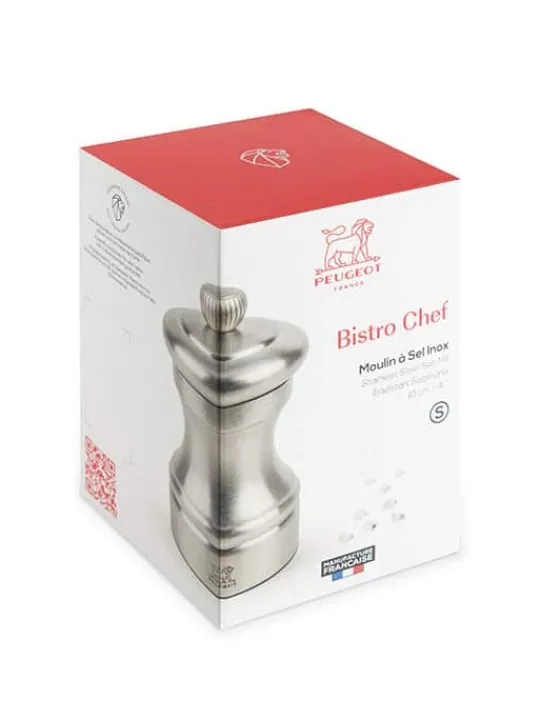Peugeot Saveurs Bistro chef Moulin à sel manuel en inox 10 cm -> Moulins À Sel Et Salières