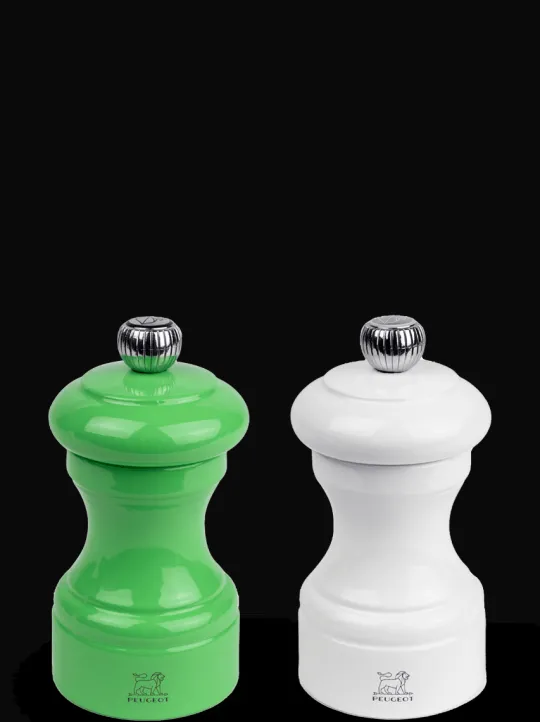 Peugeot Saveurs Bistro Duo de moulins à poivre et à sel manuels en bois laqué, vert et blanc, 10 cm - 4in -> Duos Et Combi 2 En 1 | Moulins À Sel Et Salières