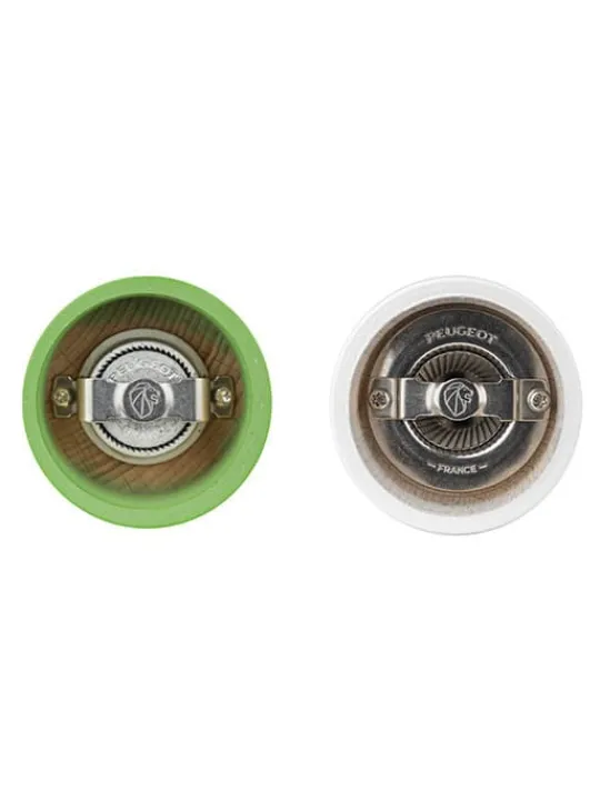 Peugeot Saveurs Bistro Duo de moulins à poivre et à sel manuels en bois laqué, vert et blanc, 10 cm - 4in -> Duos Et Combi 2 En 1 | Moulins À Sel Et Salières
