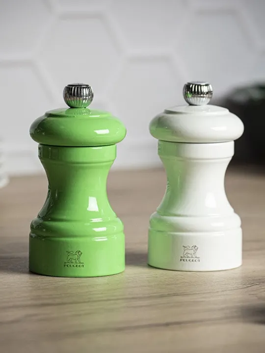 Peugeot Saveurs Bistro Duo de moulins à poivre et à sel manuels en bois laqué, vert et blanc, 10 cm - 4in -> Duos Et Combi 2 En 1 | Moulins À Sel Et Salières