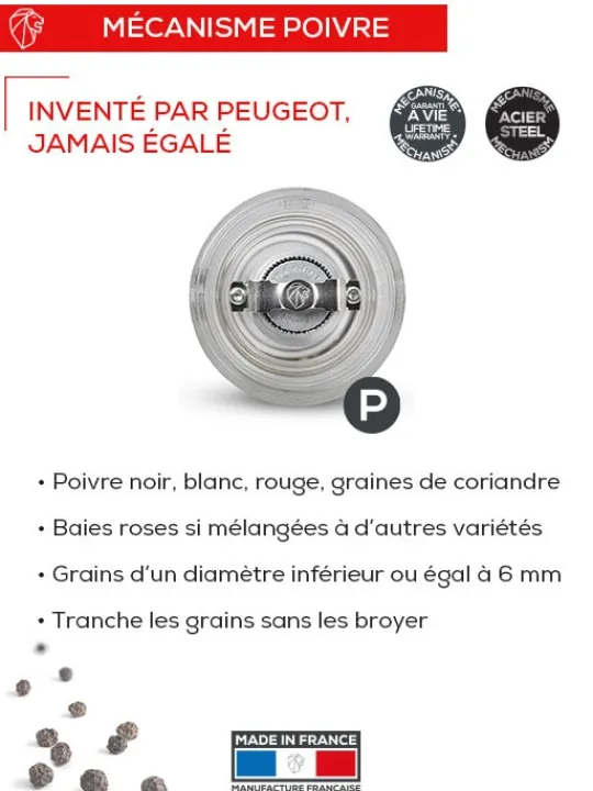 Peugeot Saveurs Bistro Moulin à poivre manuel en acryl 10 cm - 4in -> Idées Cadeaux -50€ | Moulins À Poivre