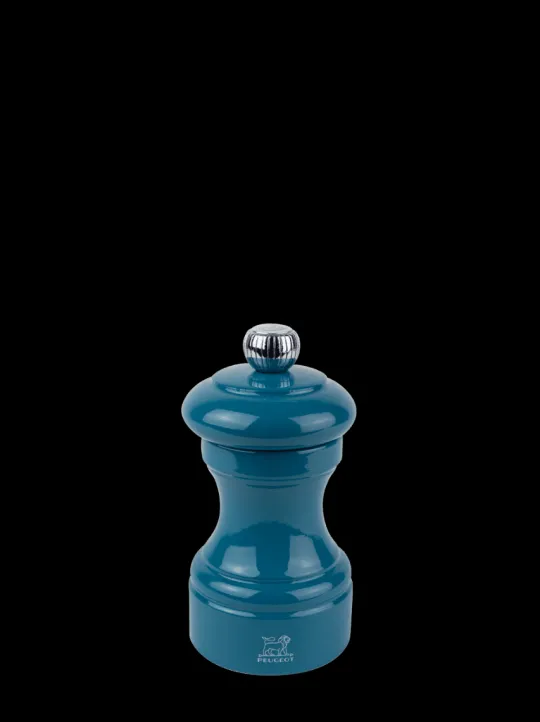 Peugeot Saveurs Bistro Moulin à sel manuel en bois laqué, bleu pacifique, 10 cm - 4" -> Moulins À Sel Et Salières