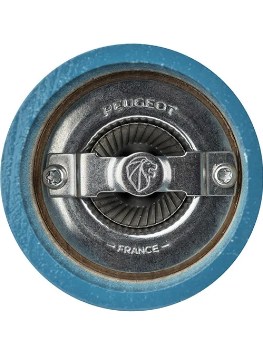 Peugeot Saveurs Bistro Moulin à sel manuel en bois laqué, bleu pacifique, 10 cm - 4" -> Moulins À Sel Et Salières