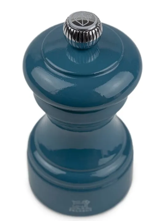 Peugeot Saveurs Bistro Moulin à sel manuel en bois laqué, bleu pacifique, 10 cm - 4" -> Moulins À Sel Et Salières