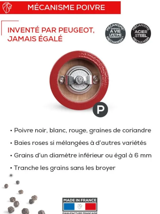 Peugeot Saveurs Bistro trio france Trio 2 moulins poivre et 1 moulin sel, manuels en bois, bleu, blanc et rouge, 10 cm -> Coffrets Cadeaux | Duos Et Combi 2 En 1