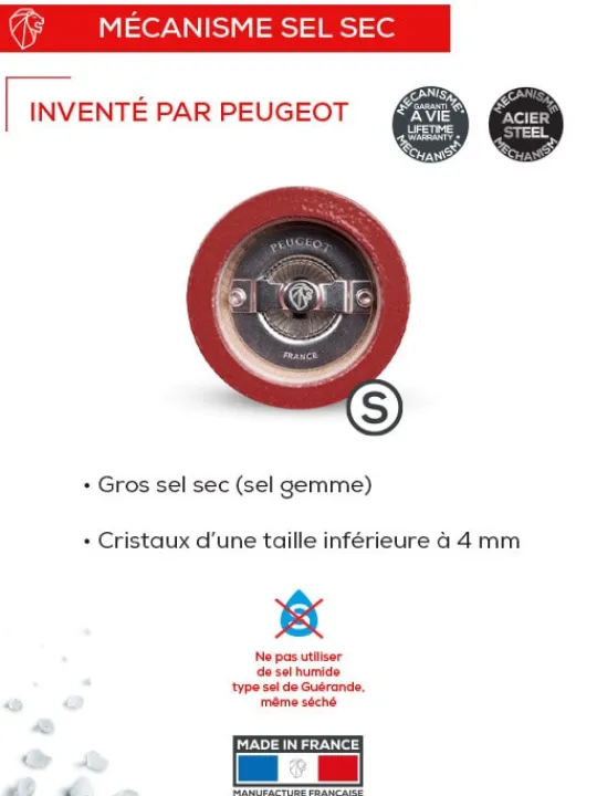Peugeot Saveurs Bistro trio france Trio 2 moulins poivre et 1 moulin sel, manuels en bois, bleu, blanc et rouge, 10 cm -> Coffrets Cadeaux | Duos Et Combi 2 En 1