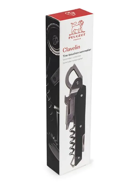 Peugeot Saveurs Clavelin tire-bouchon sommelier avec coupe-capsule et décapsuleur intégrés 14 cm -> Idées Cadeaux -50€ | Tire-bouchons