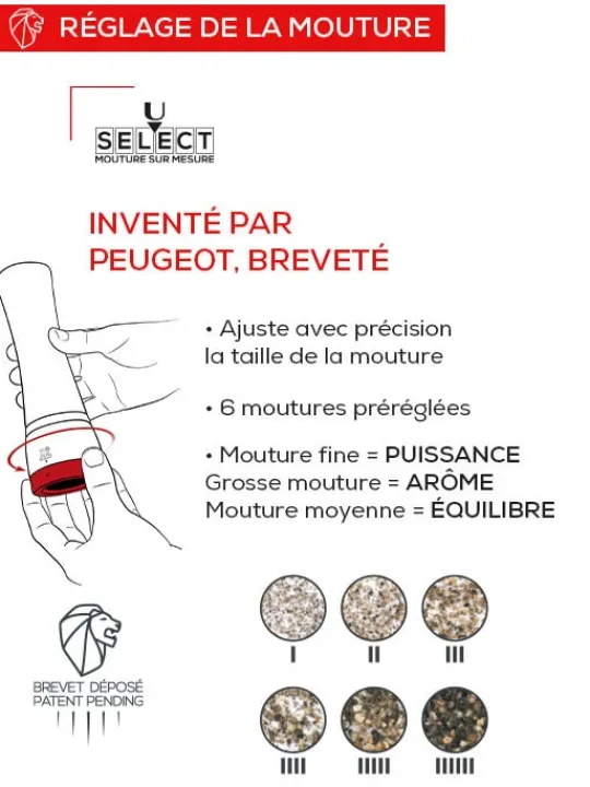 Peugeot Saveurs Daman electrique Duo de moulins à poivre et à sel électriques u'select, noir irisé, 16 cm - 6,25in. -> Coffrets Cadeaux | Envie De Design