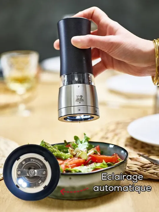Peugeot Saveurs Daman electrique Moulin à sel électrique u'select, noir irisé, 16 cm - 6,25in. -> Idées Cadeaux -100€ | Envie De Design