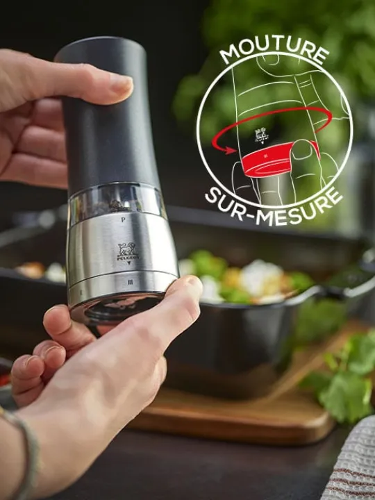 Peugeot Saveurs Daman electrique Moulin à sel électrique u'select, noir irisé, 16 cm - 6,25in. -> Idées Cadeaux -100€ | Envie De Design