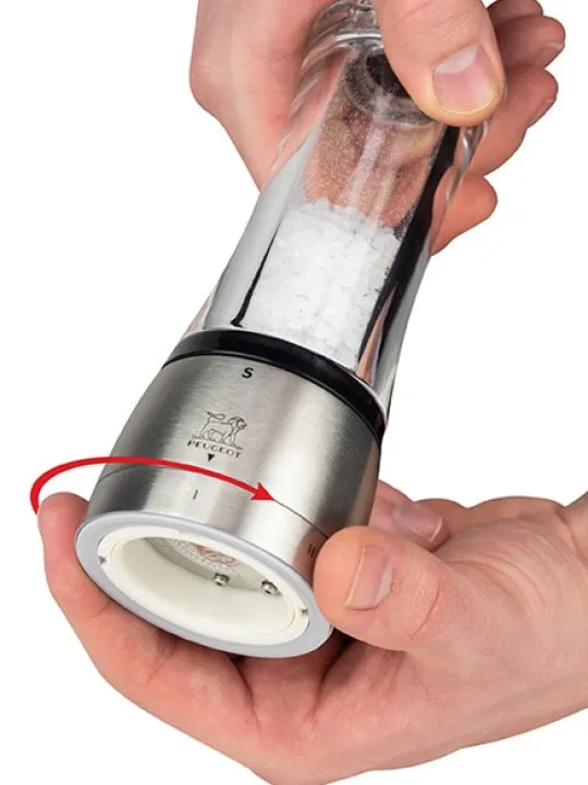 Peugeot Saveurs Daman Moulin à sel manuel en acryl et inox u'select 21 cm -> Idées Cadeaux -100€ | Envie De Design
