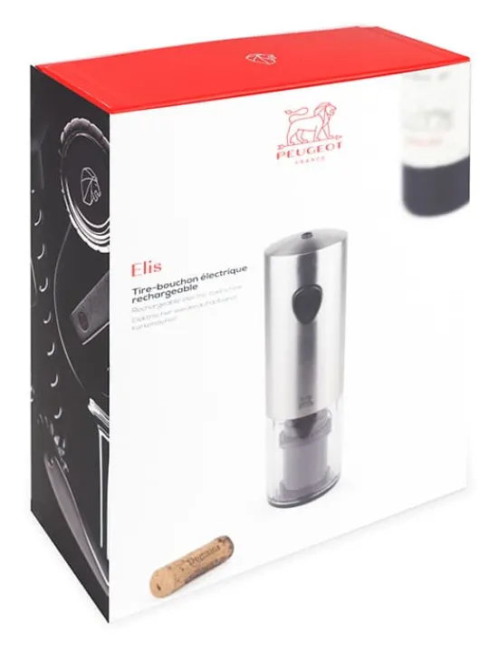 Peugeot Saveurs Elis Tire-bouchon électrique à batteries rechargeables en inox 20 cm -> Idées Cadeaux -100€ | Envie De Design