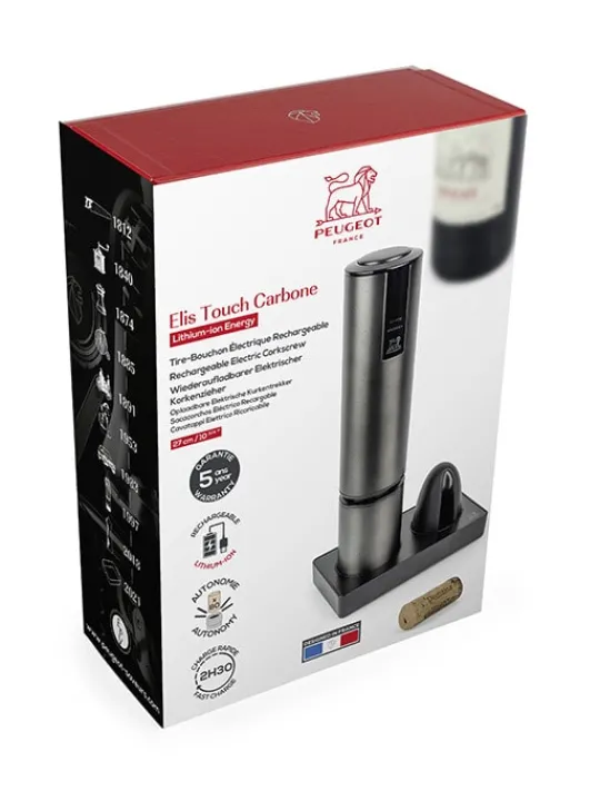 Peugeot Saveurs Elis touch Tire-bouchon électrique rechargeable en inox, , batterie lithium-ion 27 cm - 10,6in -> Envie De Design | Tire-bouchons