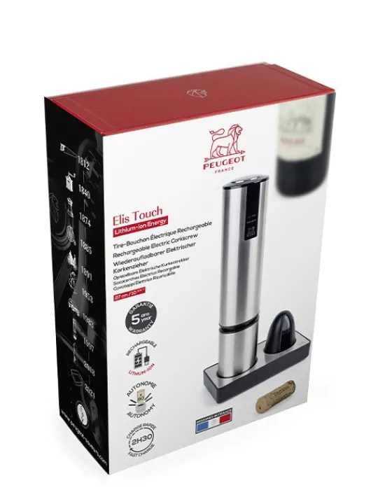 Peugeot Saveurs Elis touch Tire-bouchon électrique rechargeable en , batterie lithium-ion 27 cm - 10,6in -> Envie De Design | Tire-bouchons