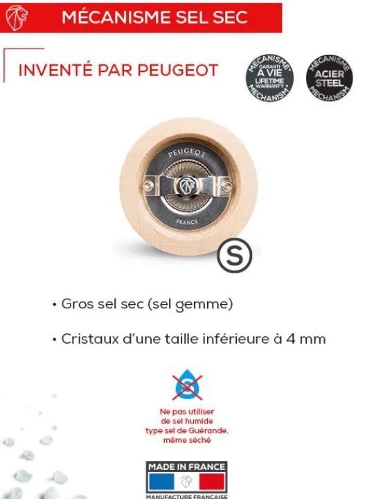 Peugeot Saveurs Fidji Moulin à sel manuel en bois et inox couleur 20 cm -> Moulins À Sel Et Salières