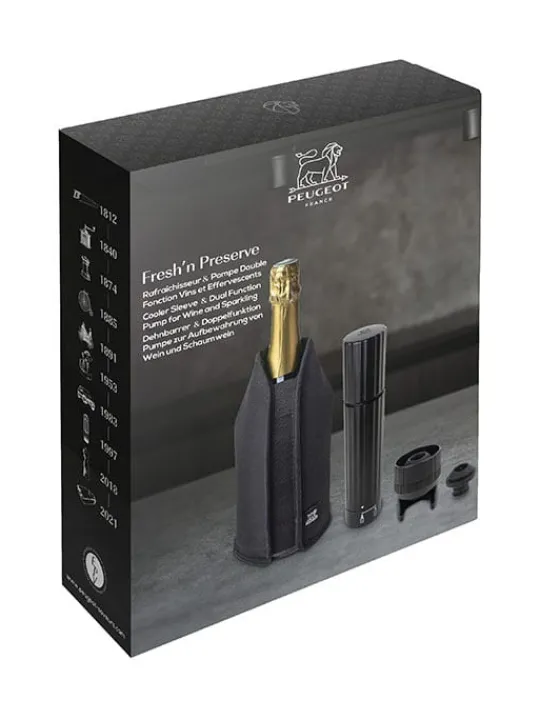 Peugeot Saveurs Fresh ‘n preserve Coffret cadeau pompe double fonction preserve duo et gaîne rafraîchissante frizz -> Coffrets Cadeaux | Accessoires Vin Et Champagne