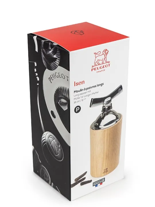 Peugeot Saveurs Isen moulin à poivres longs et gros grains de poivre manuel en bois couleur naturel 16 cm - 6,25" -> Envie De Saveurs | Moulins À Poivre