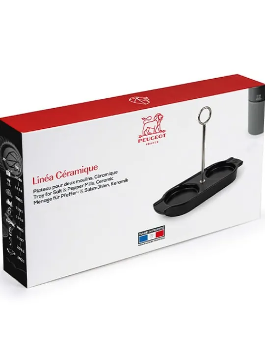 Peugeot Saveurs Linéa Plateau pour deux moulins, céramique, satin black -> Idées Cadeaux -50€ | Plateaux