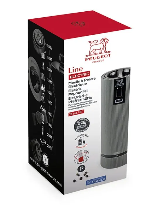 Peugeot Saveurs Line electrique Moulin à poivre électrique rechargeable u'select, batterie lithium-ion, carbone, 15 cm - 6in. -> Idées Cadeaux -100€ | Envie De Design