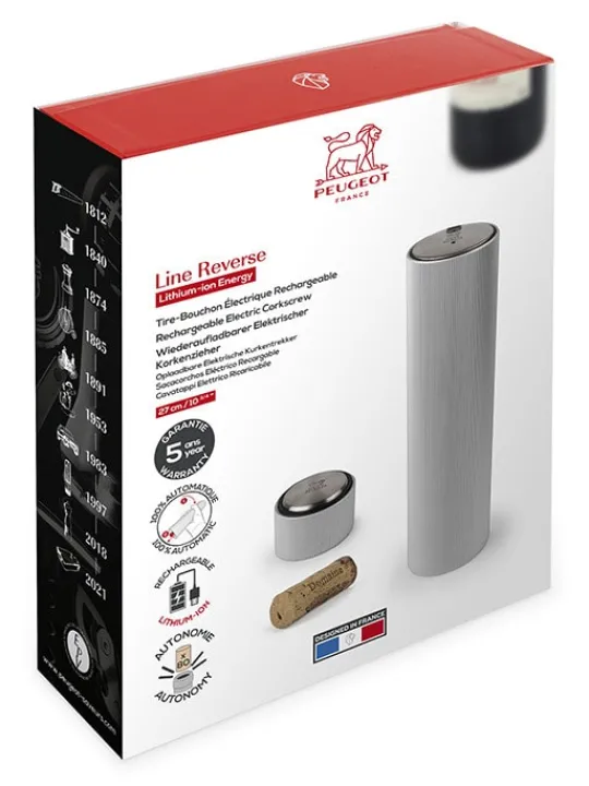 Peugeot Saveurs Line reverse Tire-bouchon électrique rechargeable 100% automatique, , 21 cm - 8in. -> Envie De Design | Envie De Saveurs