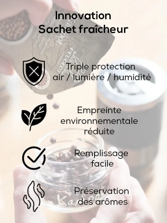 Peugeot Saveurs Maestro Bar à poivres - moulin à poivre u'select accompagné de 3 grands crus de poivres, de 3 réservoirs interchangeables, noir mat -> Coffrets Cadeaux | Envie De Design