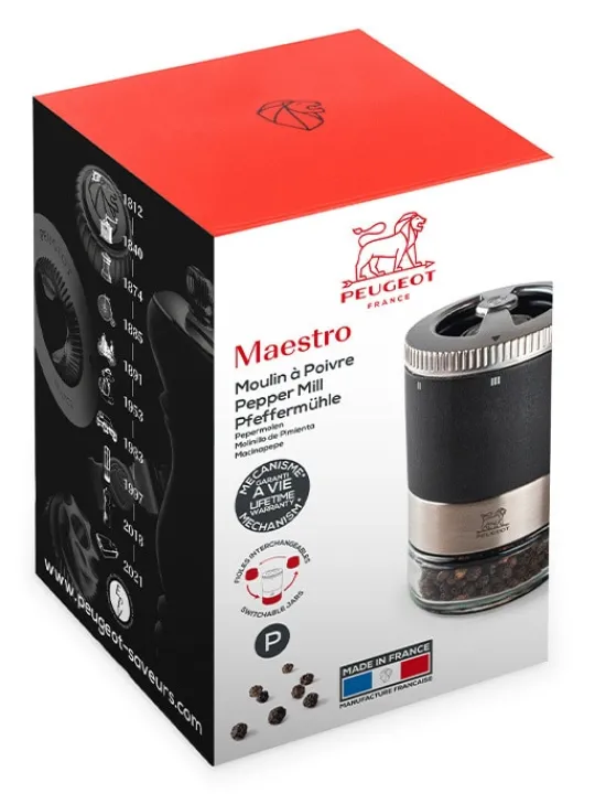 Peugeot Saveurs Maestro Moulin à poivre manuel u'select en bois avec réservoir interchangeable, , 11 cm - 4in -> Idées Cadeaux -100€ | Envie De Saveurs