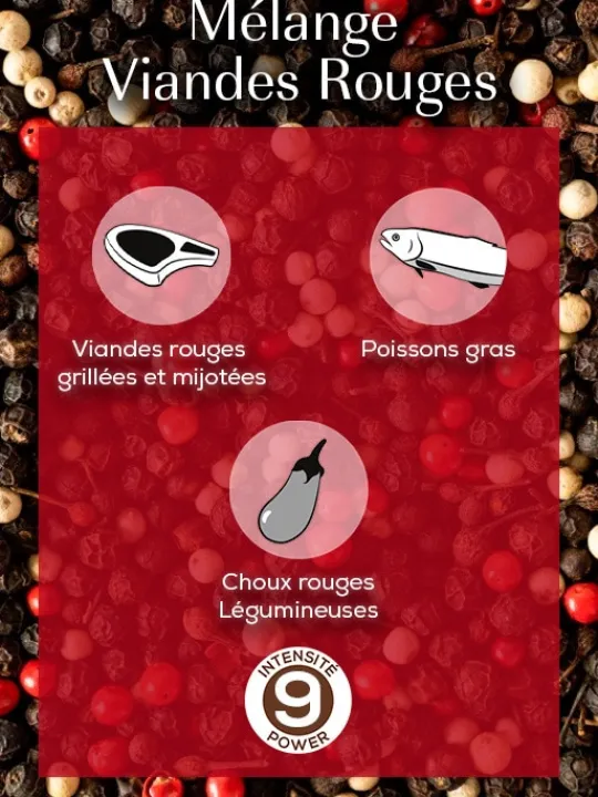 Peugeot Saveurs Mix viandes rouges Mélange de poivres pour viandes rouges, 60g - 3 sachets fraicheur de 20g -> Idées Cadeaux -50€ | Envie De Saveurs