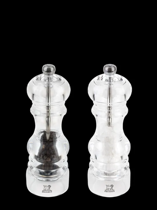 Peugeot Saveurs Nancy Duo de moulins à poivre et à sel manuels en acryl 18 cm -> Duos Et Combi 2 En 1 | Moulins À Sel Et Salières