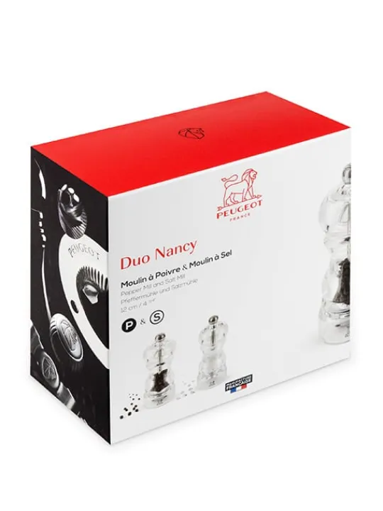 Peugeot Saveurs Nancy Duo de moulins à poivre et à sel manuels en acryl 12 cm -> Duos Et Combi 2 En 1 | Moulins À Sel Et Salières