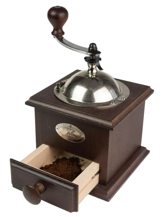 Peugeot Saveurs Nostalgie Moulin à café manuel ancien en bois couleur chocolat 21 cm -> Moulins À Café