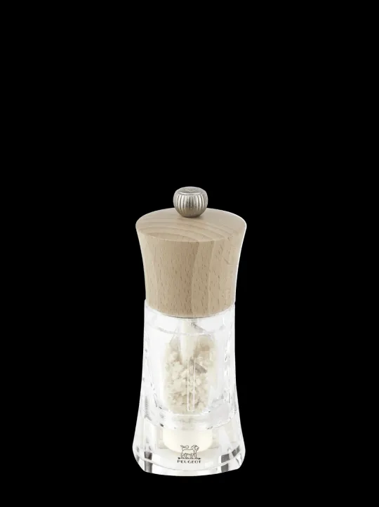 Peugeot Saveurs Oléron Moulin à sel humide manuel en bois et acryl couleur 14 cm -> Envie De Saveurs | Moulins Expert