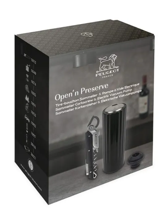 Peugeot Saveurs Open ‘n preserve Coffret cadeau - tire-bouchon sommelier clavelin et pompe de conservation électrique abs -> Idées Cadeaux -100€ | Coffrets Cadeaux