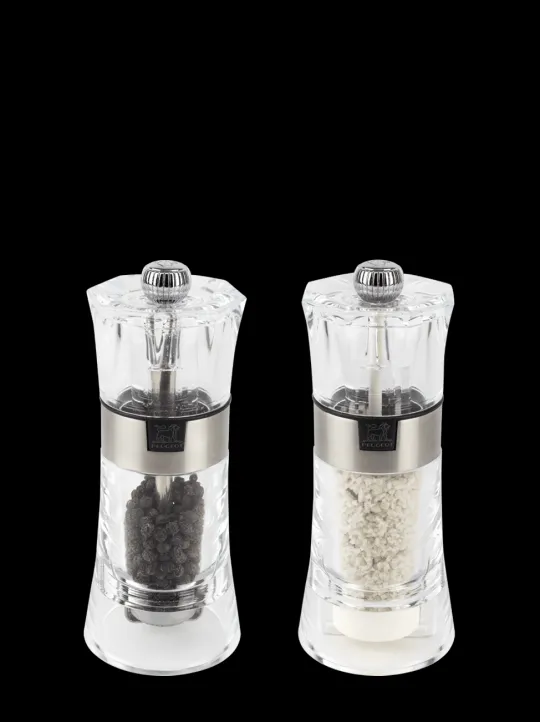 Peugeot Saveurs Oslo Duo de moulins à poivre et à sel humide manuels en acryl 14 cm -> Duos Et Combi 2 En 1 | Moulins À Sel Et Salières