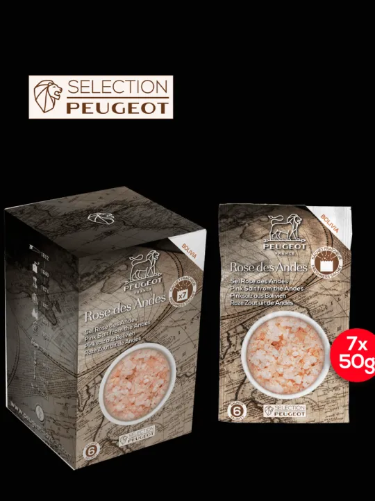 Peugeot Saveurs Pack poivres sels Sélection de 2 poivres sélection premium et de 2 sels d'exception -> Epices Du Monde