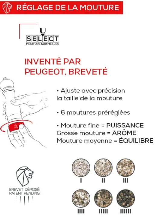 Peugeot Saveurs Paris chef Moulin à poivre manuel en inox, , u'select, 22 cm - 8,75" -> Moulins À Poivre