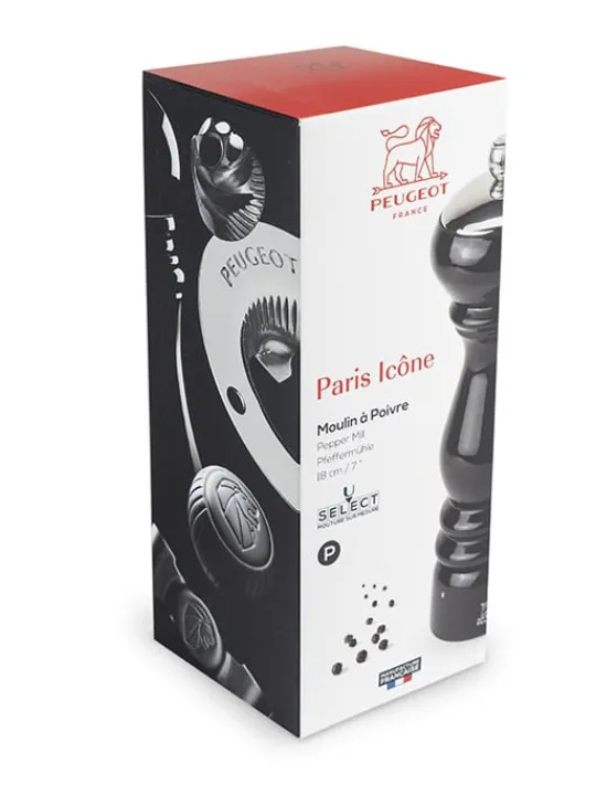 Peugeot Saveurs Paris icône moulin à poivre manuel en bois laqué noir, u'select, 18 cm - 7" -> Envie De Design | Moulins À Poivre