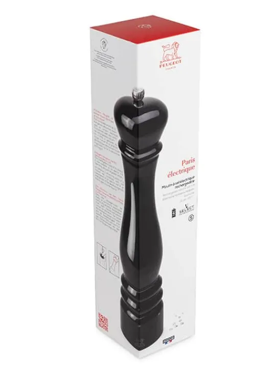 Peugeot Saveurs Paris électrique Moulin à sel électrique en bois u'select laqué noir 34 cm - 13,5" -> Moulins À Sel Et Salières