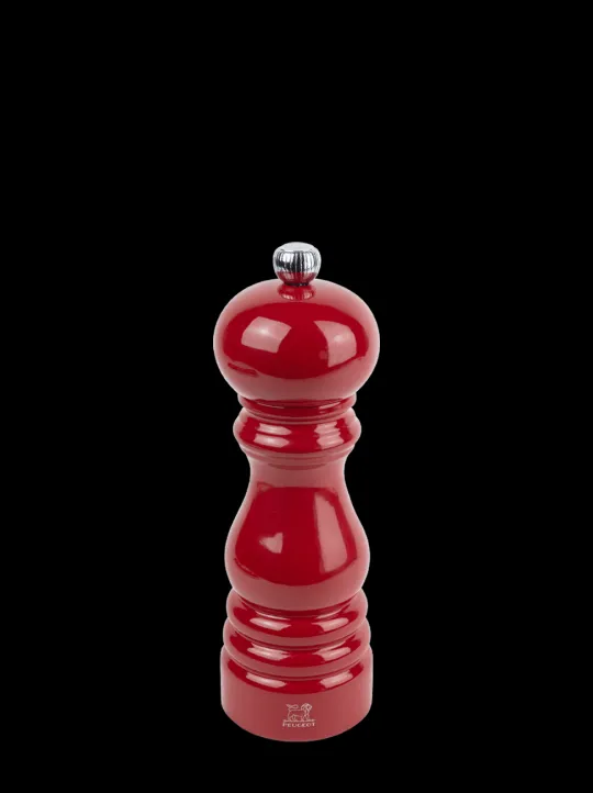 Peugeot Saveurs Paris Moulin à sel manuel en bois, laqué rouge passion, 18 cm - 7in -> Moulins À Sel Et Salières