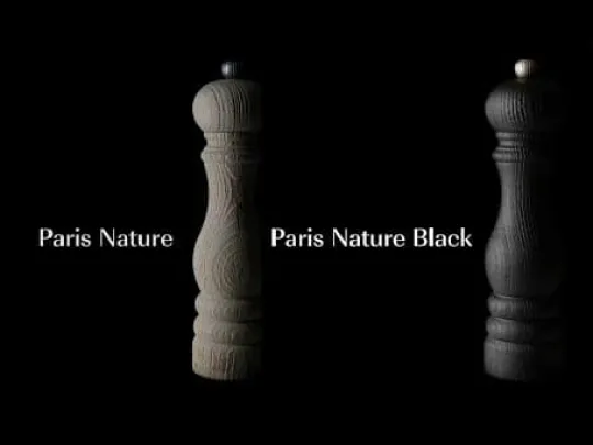 Peugeot Saveurs Paris nature black Moulin à poivre manuel en bois upcyclé et son poivre fair trade, noir, 18 cm - 7in -> Moulins À Poivre