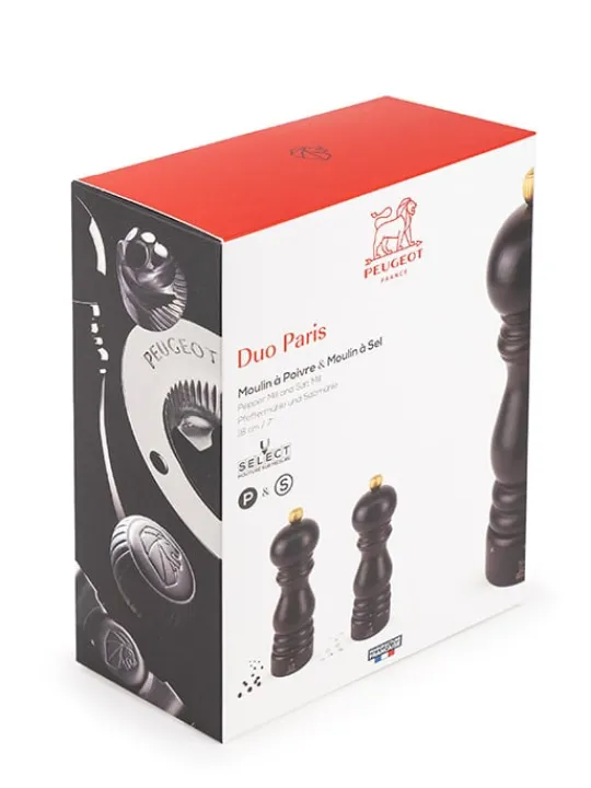 Peugeot Saveurs Paris u'select Duo de moulins à poivre et à sel manuels u'select en bois couleur 18 cm -> Duos Et Combi 2 En 1 | Moulins À Sel Et Salières