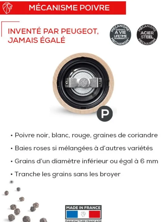 Peugeot Saveurs Paris u'select Moulin à poivre manuel en bois, u'select, , 15 cm -> Moulins À Poivre