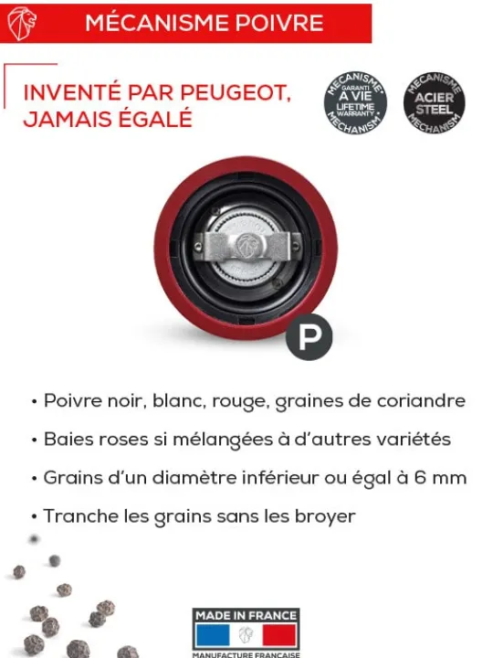 Peugeot Saveurs Paris u'select Moulin à poivre manuel u'select en bois laqué, , 22 cm - 9in -> Moulins À Poivre
