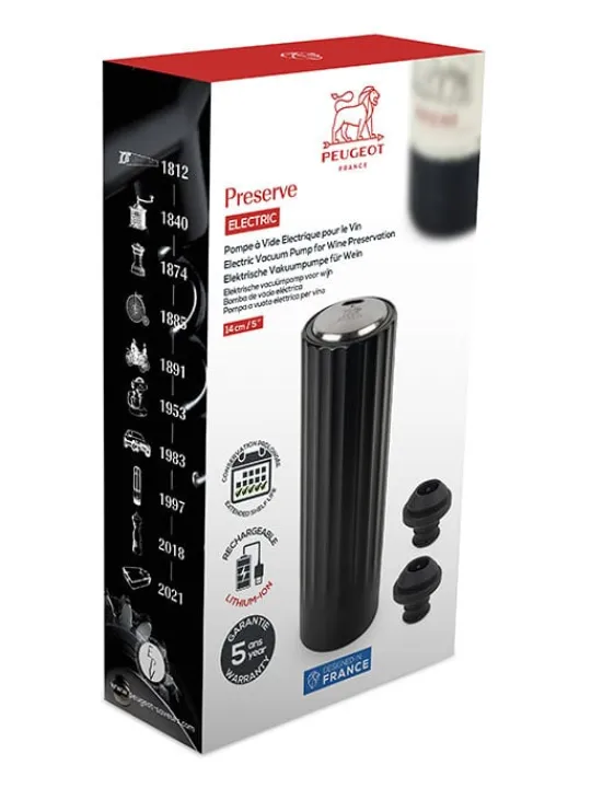 Peugeot Saveurs Preserve electric Pompe à vide electrique pour le vin 100% automatique en abs, e, 14 cm - 5,5 in -> Accessoires Vin Et Champagne | Accessoires Moulins